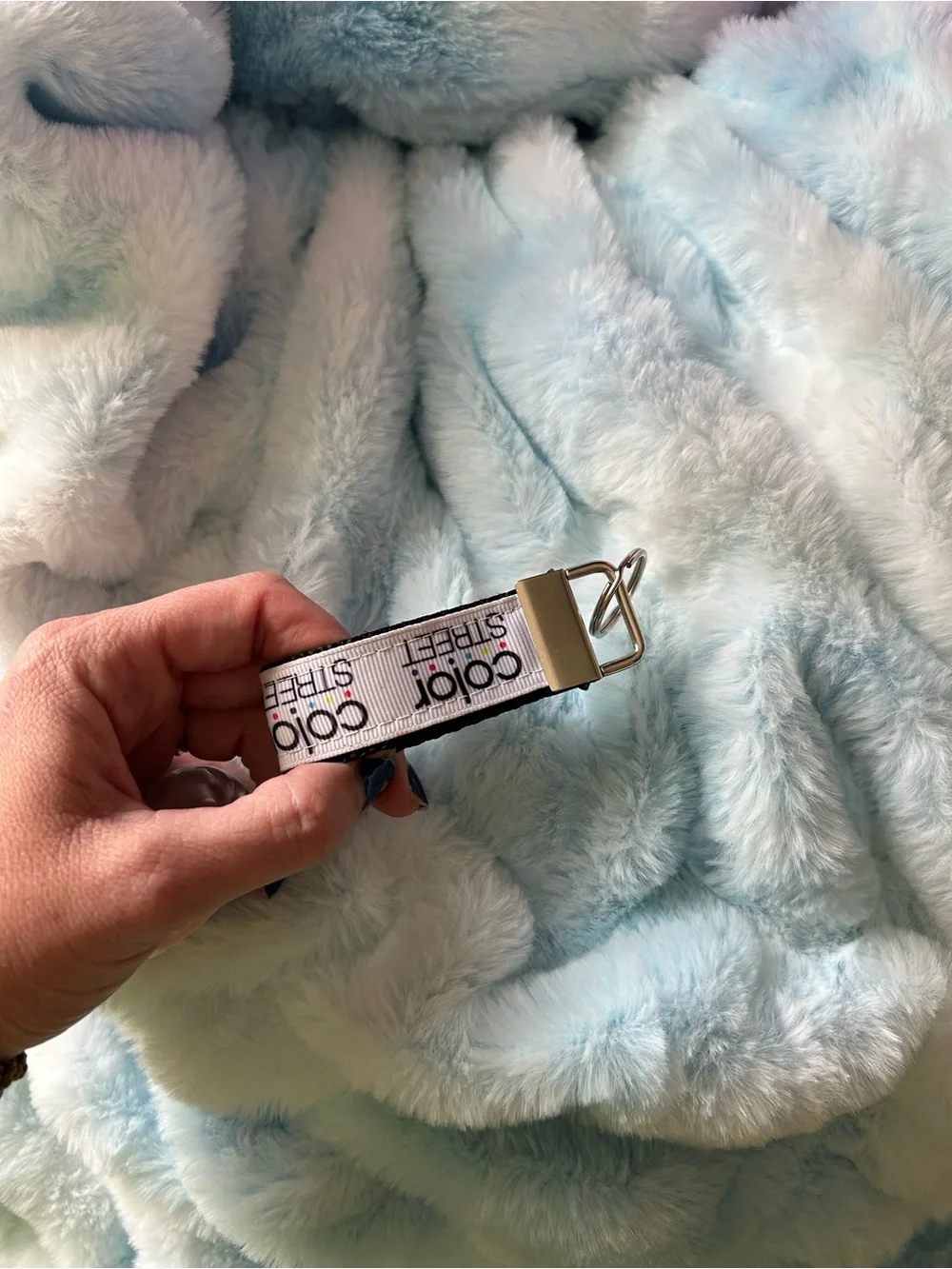 Color Street White Keychain Strap with Multicolor Logo